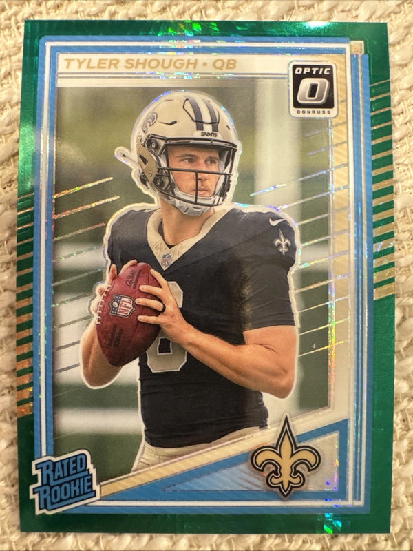 2025 Donruss Optic Tyler Shough Rated Rookie Green Hyper Prizm Saints #223 RC