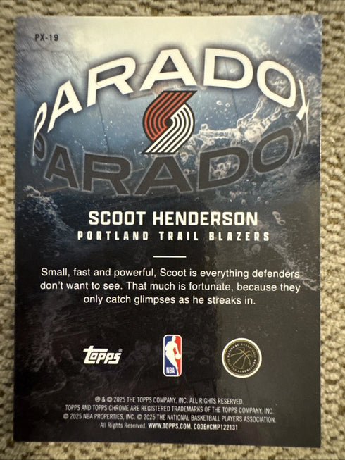 Scoot Henderson 2025 Topps Chrome Paradox Insert PX-19 Trail Blazers