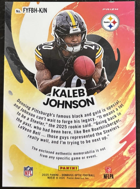 2025 Panini Donruss Optic - First Year Fresh Kaleb Johnson Blue Hyper Steelers