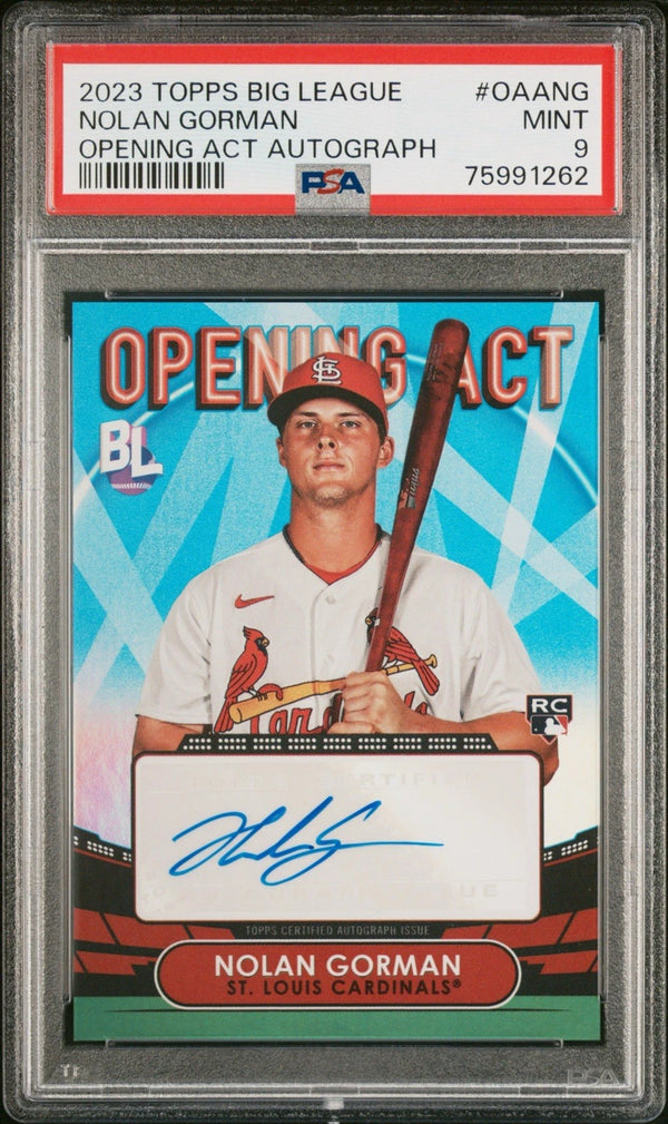 2023 Topps Big League Baseball Nolan Gorman RC Opening Act Auto PSA 9 Cardinals