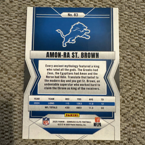 2025 Panini Elite Amon-Ra St. Brown Orange /199 Detroit Lions