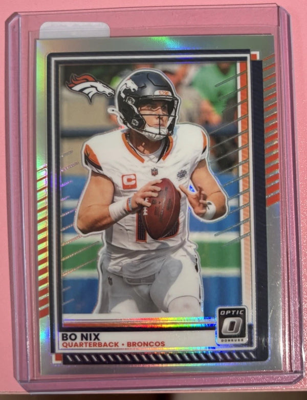 2025 Panini Donruss Optic Bo Nix Silver Holo Prizm #31 Denver Broncos