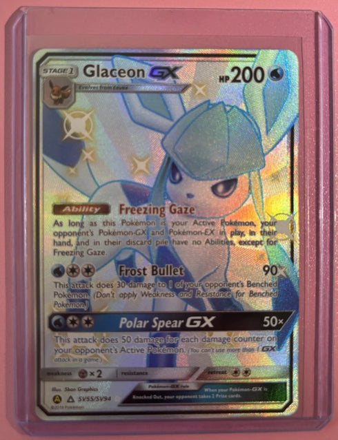 Glaceon GX Shiny Holo Rare Hidden Fates: Shiny Vault SV55/SV94 Water Holo Pokemo
