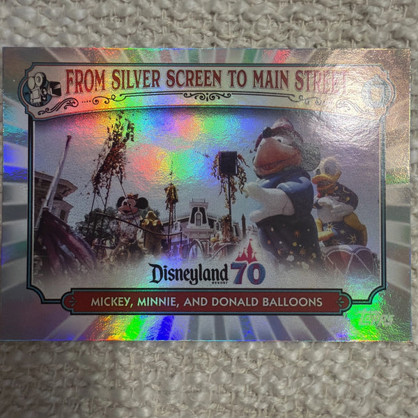 2025 Topps Disneyland 70th Silver Screen Main Street #MS-9 Mickey Minnie Donald