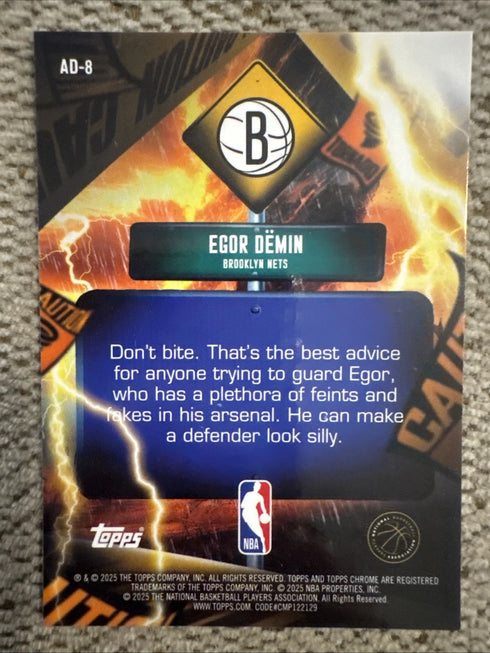 2025-26 Topps Chrome Basketball Rookie Egor Demin Advisory Case Hit SSP AD-8