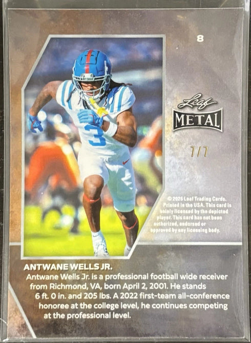 2026 Leaf Metal Antwan’s Wells Jr. /7 Ole Miss JMU Columbus