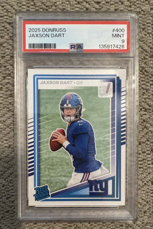 2025 Panini Donruss - Rated Rookie Jaxson Dart #400 (RC) PSA 9