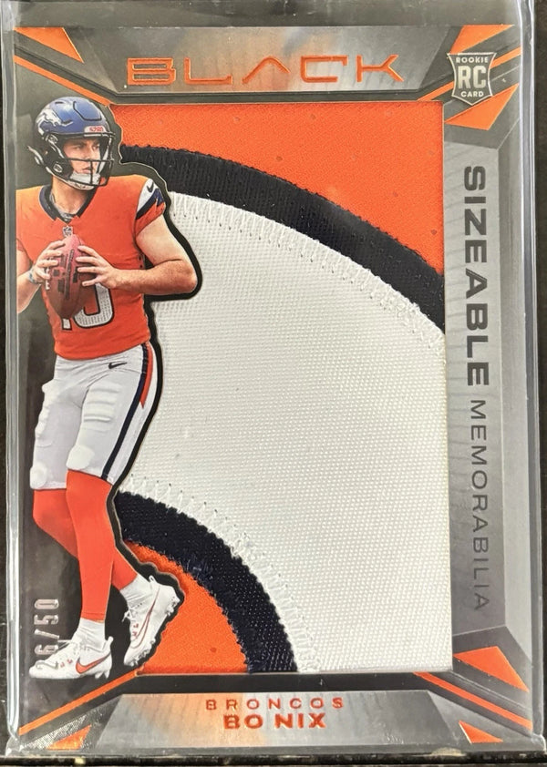 2024 Panini Black - Sizeable Rookie Memorabilia Bo Nix #SR-BNX /50 Broncos