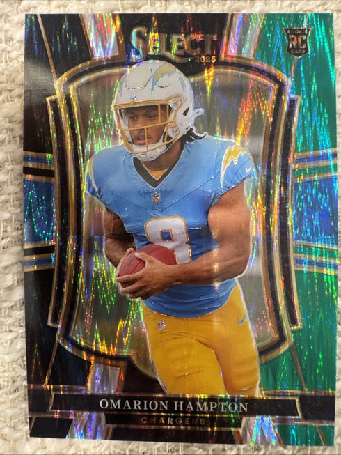 2025 Panini Select - Premier Level Omarion Hampton #102 Black & Green Shock