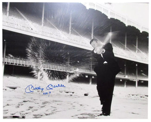 Mickey Mantle HOF Autographed 16x20 Snow Ball Yankees GEM MINT 10 Beckett