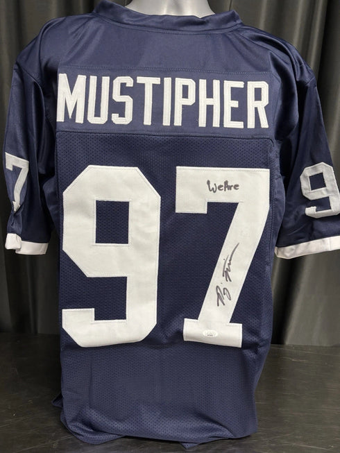 Penn State Nittany Lions PJ Mustipher Signed Blue Jersey We Are Inscr JSA