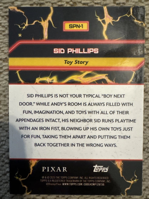 2025 Topps 30 Years of Toy Story SID PHILLIPS So Play Nice #SPN-1 Refractor