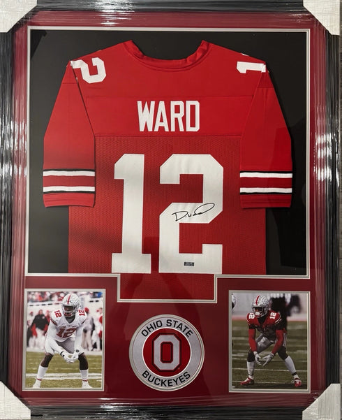 Denzel Ward Ohio State Buckeyes Signed Framed Jersey PTS Cert