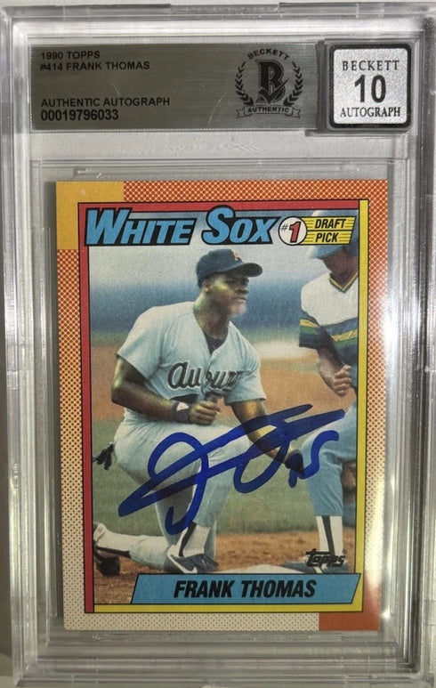 Topps 1990 Frank Thomas Chicago White Sox RC Draft Pick Auto Beckett 10 #414