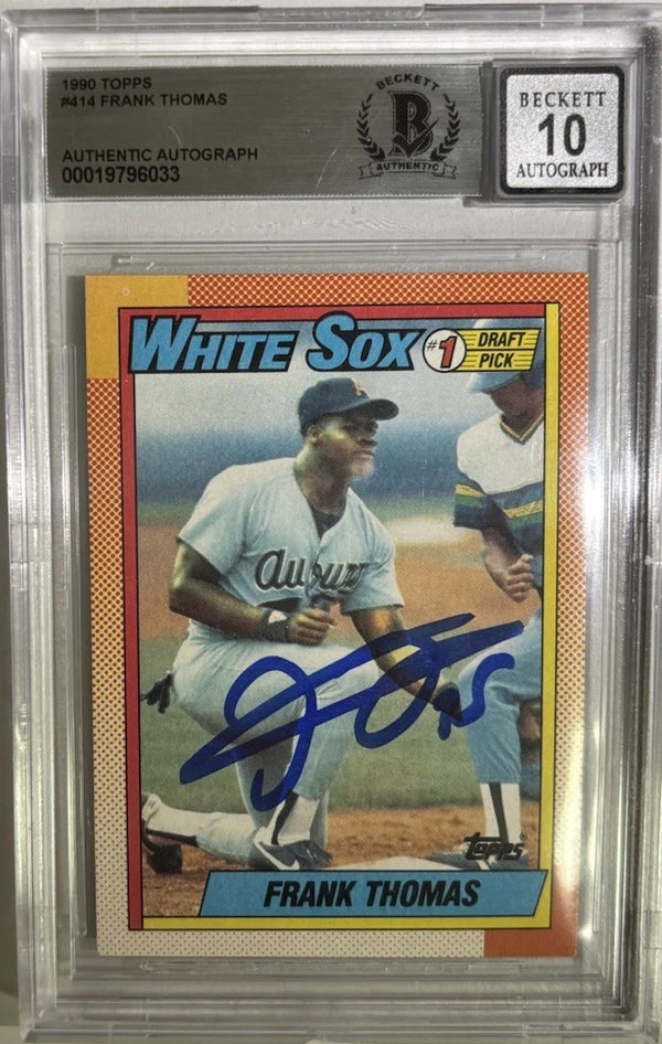 Topps 1990 Frank Thomas Chicago White Sox RC Draft Pick Auto Beckett 10 #414