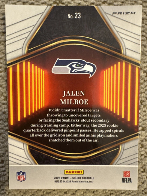 2025 Panini Select JALEN MILROE SILVER PRIZM NEON ICONS #23