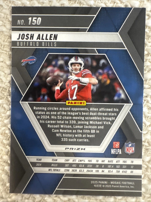 Josh Allen 2025 Panini Mosaic - #150 Reactive Yellow Mosaic Prizm