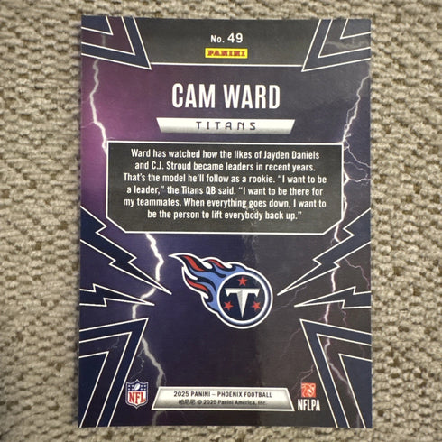 2025 Panini Phoenix Cam Ward Tennessee Titans NFL Thunderbirds Rookie Insert #49