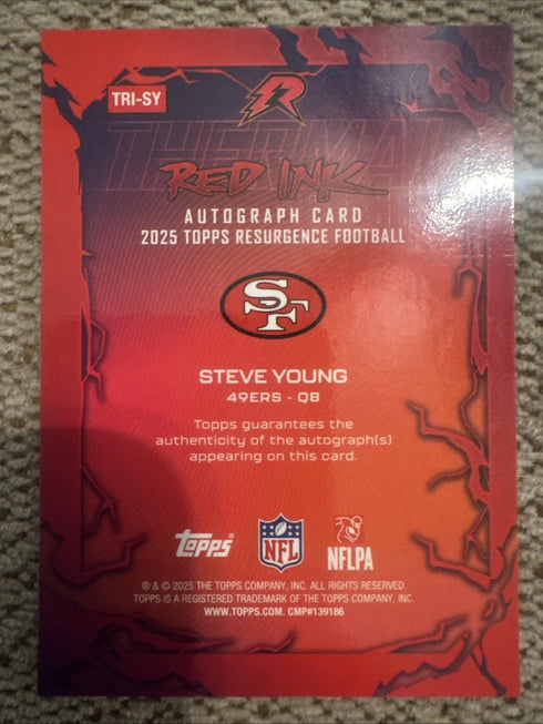 Topps 2025 Resurgence Steve Young Red Ink Resurgence Signatures Auto 49ers RS-SY