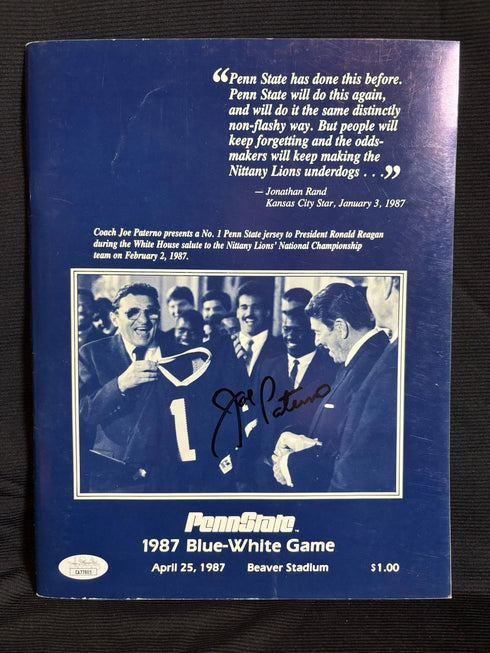 Penn State Joe Paterno 1987 Blue-white Game Signed Program With JSA COA