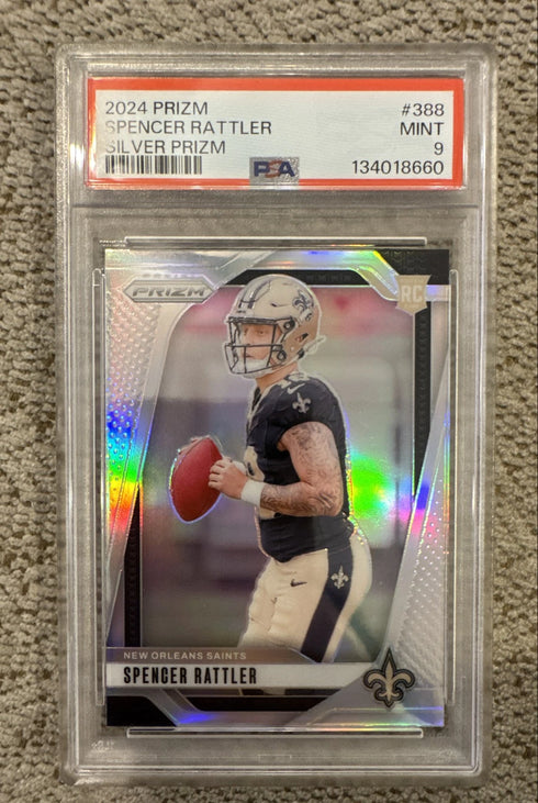 2024 Panini Prizm - Rookies Spencer Rattler #388 Silver Prizm (RC) PSA 9