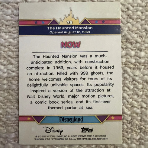 2025 Topps Disneyland 70th Anniversary The Haunted Mansion Then/Now Pink Shimmer