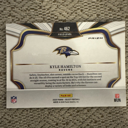 Panini 2025 Select Kyle Hamilton #462 Field Level Baltimore Ravens NFL Card