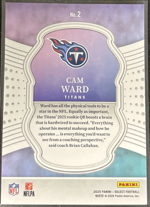 2025 Panini Select - Select Certified Rookies Cam Ward #2 (RC) Titans