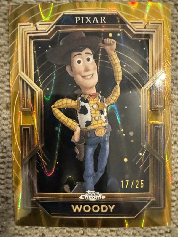 2025 Pixar Gold Woody Gold Ray Wave Etch 18/25 Toy Story #1