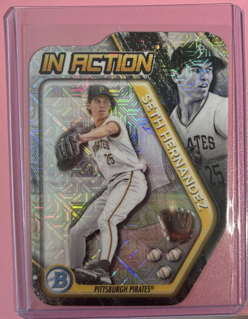 Seth Hernandez 2025 Bowman Draft Mega Box In Action Mojo Refractor Pirates