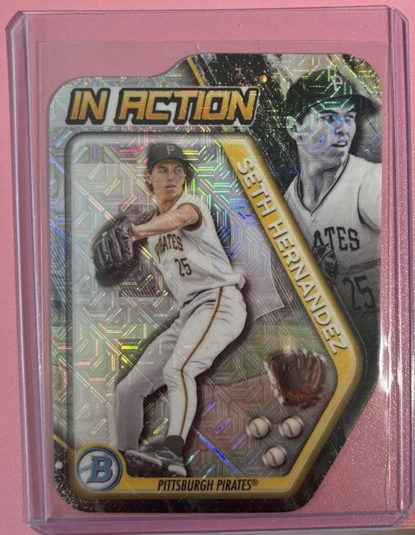 Seth Hernandez 2025 Bowman Draft Mega Box In Action Mojo Refractor Pirates
