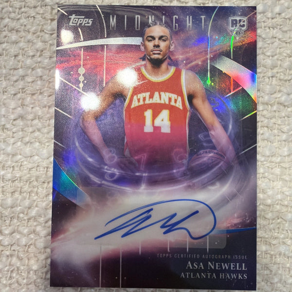 Topps 2025-26 Midnight Stroke of Midnight Auto Rookie Asa Newell Hawks SMR-AN