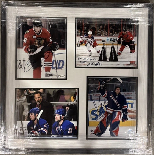 Rangers Lundvquist Hagelin & Tortorella Signed 25x25 Framed Photo Collage JSA