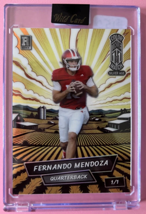 Fernando Mendoza Silver Age 1/1 True Color Match 2025 Wild Card Indiana Hoosiers
