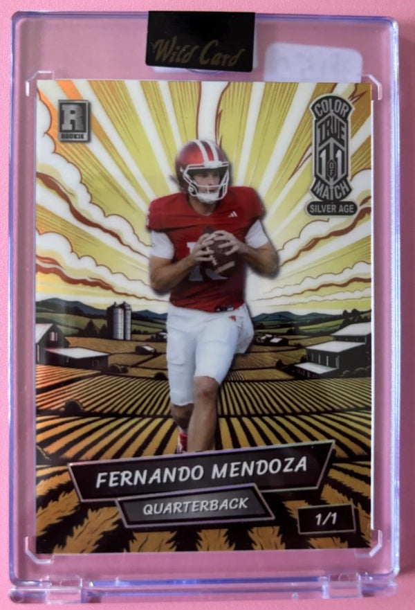 Fernando Mendoza Silver Age 1/1 True Color Match 2025 Wild Card Indiana Hoosiers