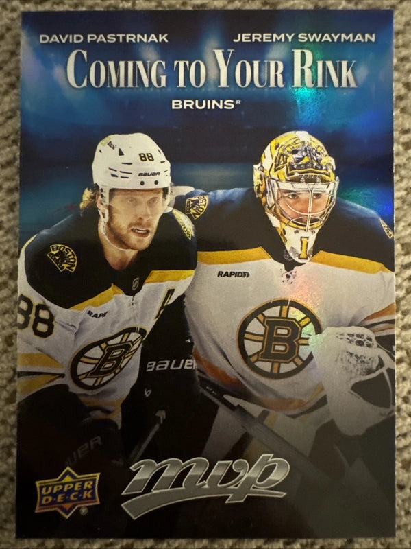 2025-26 Upper Deck MVP #CR-2 David Pastrnak / Jeremy Swayman Coming to Your Rink