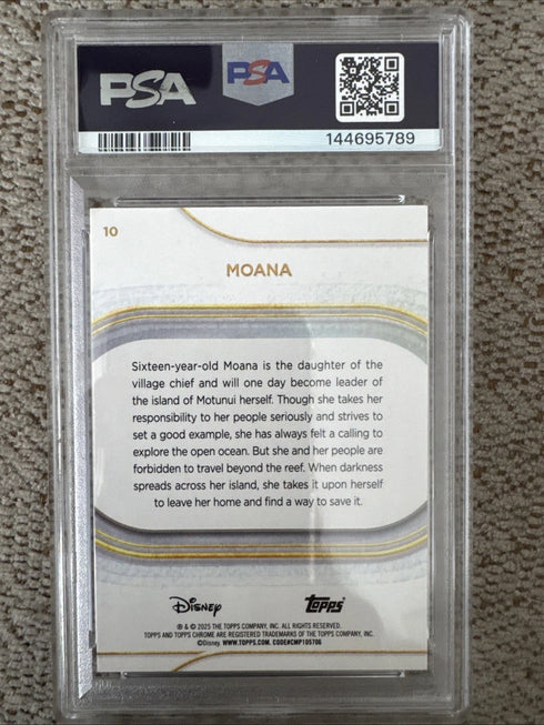 2025 Disney Topps Chrome Moana /250 Pink Refractor #10 PSA 10