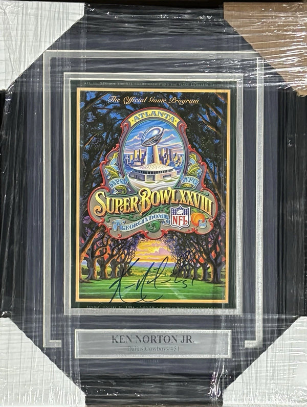 Dallas Cowboys Ken Norton Jr Signed Framed Super Bowl XXVIII Program