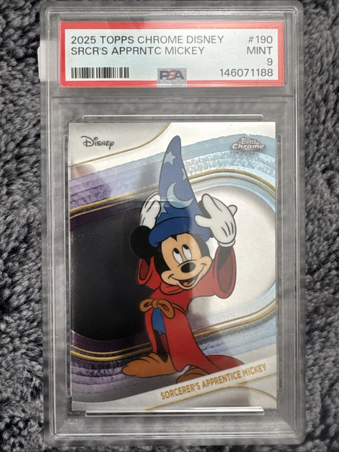 2025 TOPPS CHROME DISNEY #190 SORCERER'S APPRENTICE MICKEY PSA 9