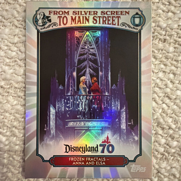 2025 Topps Disneyland 70th Anniversary Anna & Elsa Frozen Fractals Rainbow Foil