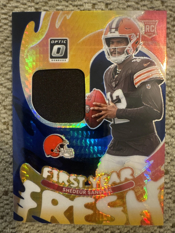 Shedeur Sanders 2025 Donruss Optic Rookie #FYFBH-SSS First Year Fresh Patch