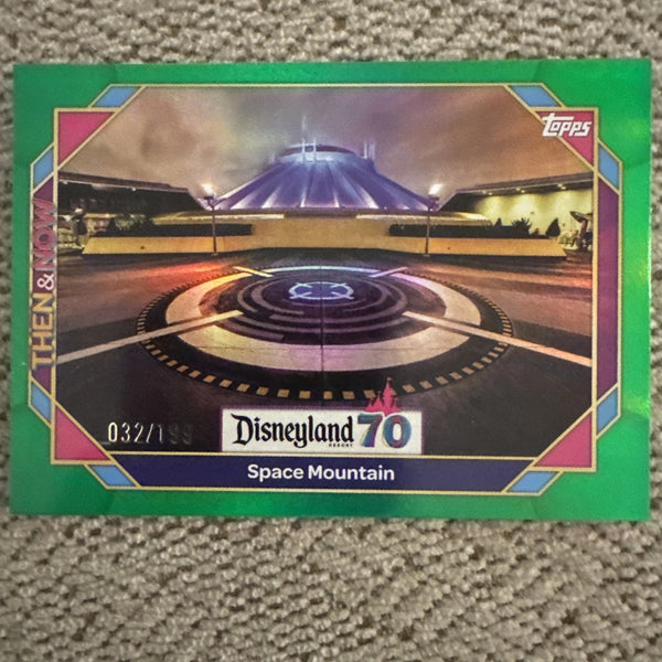 Space Mountain 2025 Topps Disneyland 70th Anniversary Then Now Green /199