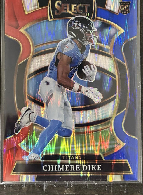 2025 Panini Select - Concourse Chimere Dike Red & Blue Shock Prizm (RC) Titans