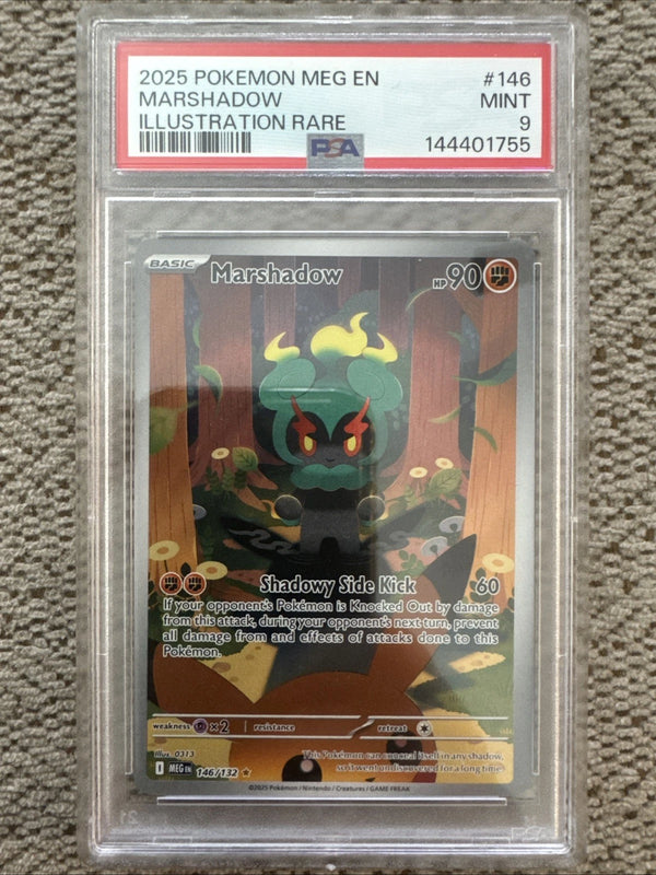 2025 Pokemon Marshadow Mega Evolution Illustration Card 146/132 PSA 9