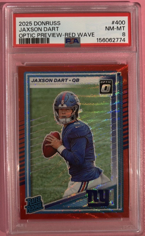 2025 Donruss Jaxson Dart Optic Red Wave PSA 9 Rookie RC New York Giants