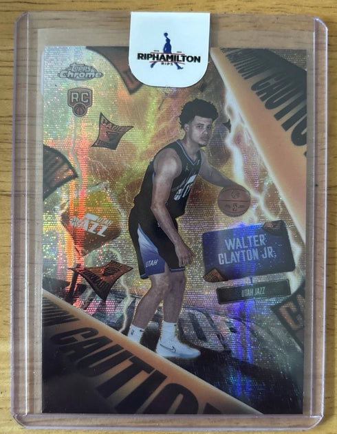 2025 Topps Chrome Walter Clayton Jr. Caution Rookie Utah Jazz Insert AD-12