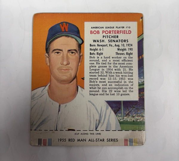 1955 Red Man #10 Bob Porterfield With Tab Senators