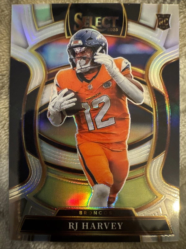 2025 Panini Select Prizm Concourse RJ Harvey #10 Denver Broncos NFL Card