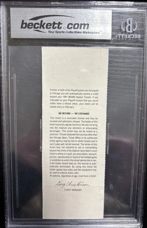 Dan Hampton Signed Auto 01/20/91 NFC Championship Ticket Stub Bears Beckett Cert