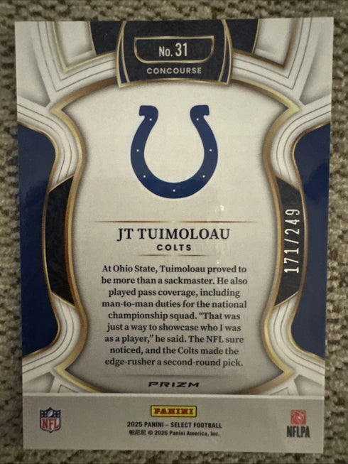 2025 Panini Select - Concourse JT Tuimoloau #31 Blue Prizm /249 (RC)